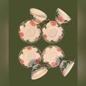 Franciscan Desert, Rose, Earthenware Tea Cups And Saucers, Set Of 4‎